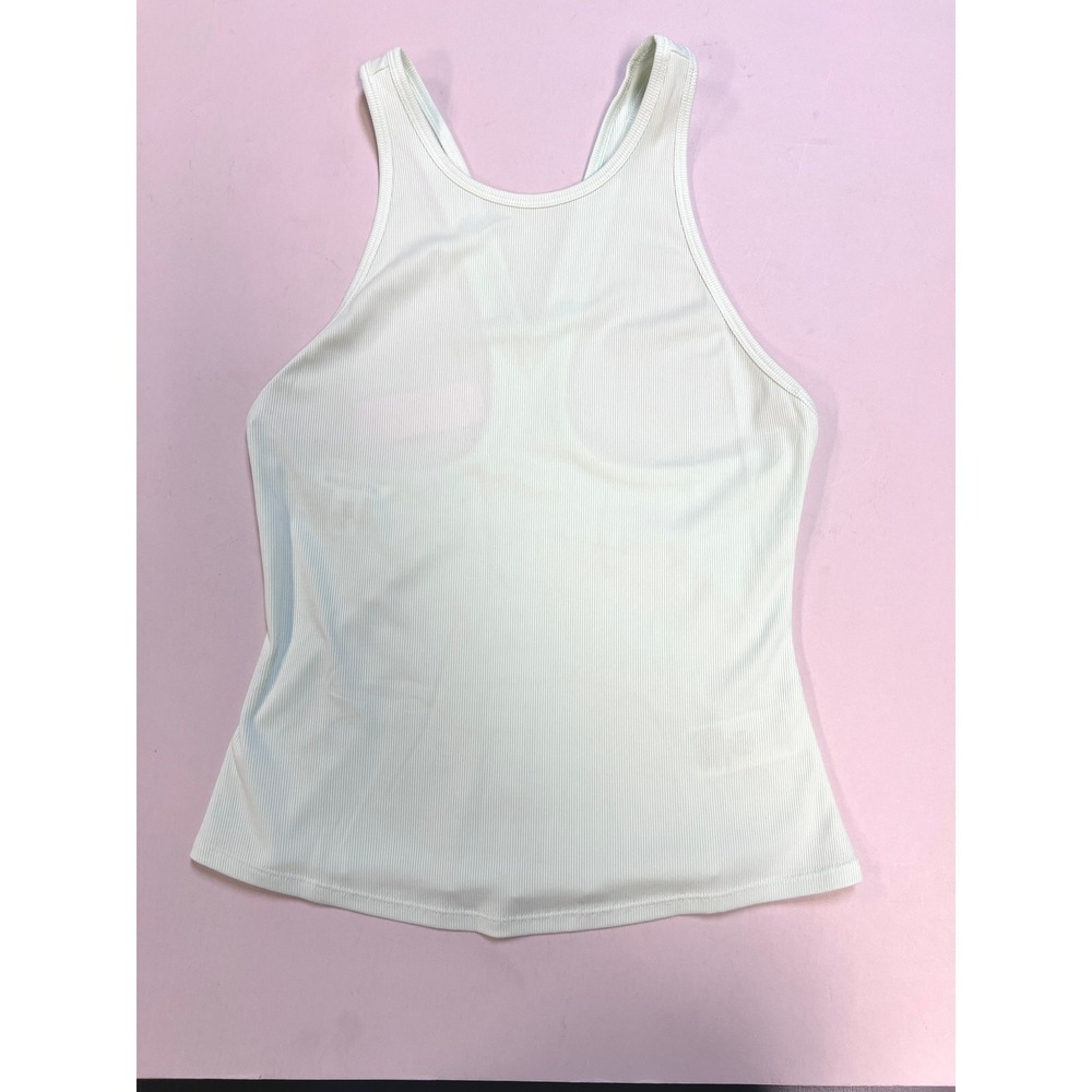 Athleta Tank Top Womens S Mint Green‎ Excellent Ribbed Racerback High Neck